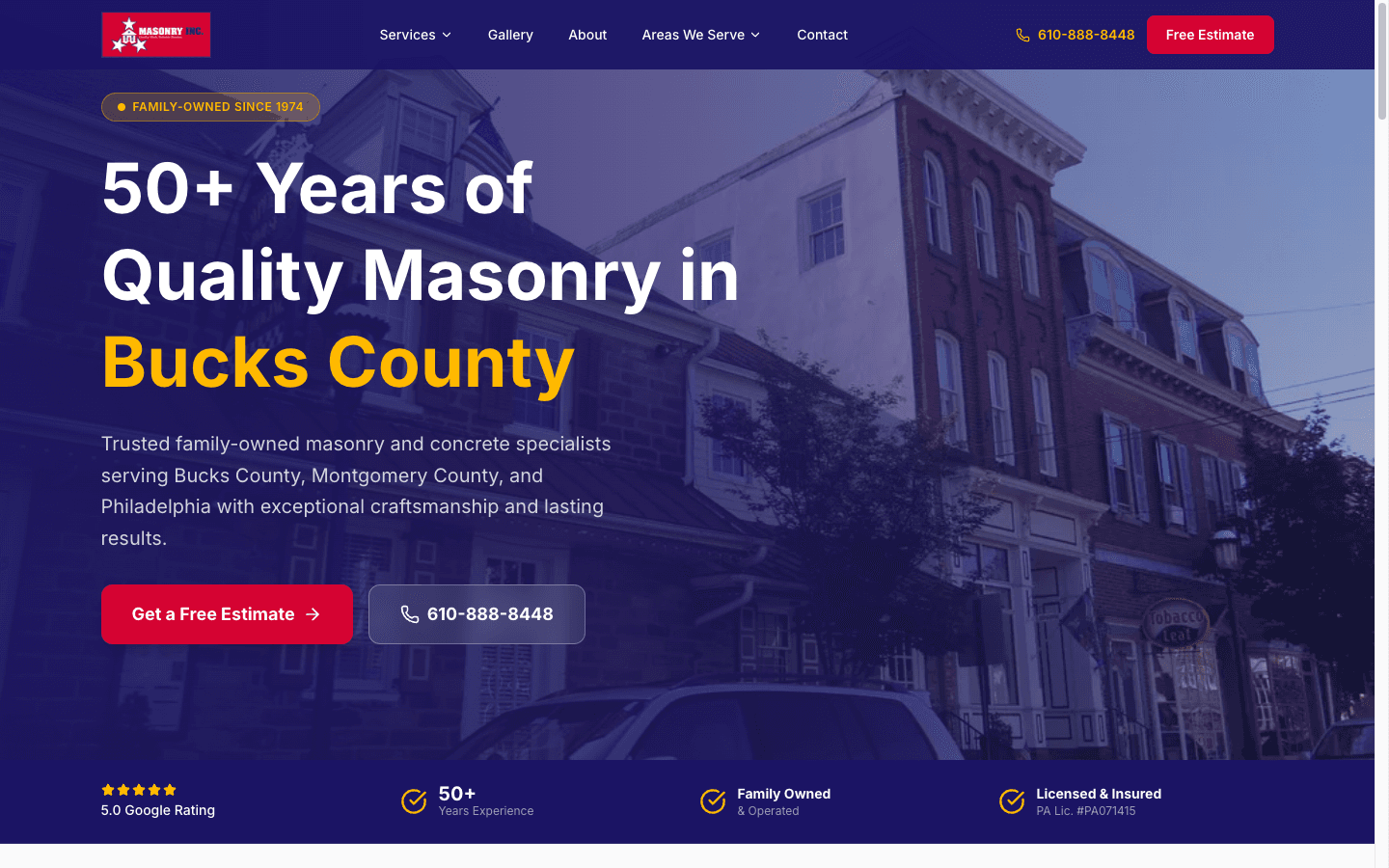 Natalini Masonry new homepage on Next.js